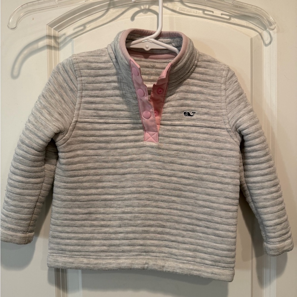 Vineyard Vines Kids Gray and Pink Sweater — 2T